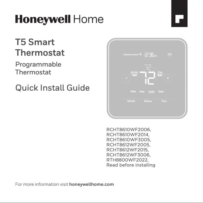 Page n°1 - Manuel utilisateur Honeywell SMHOM8610KIT