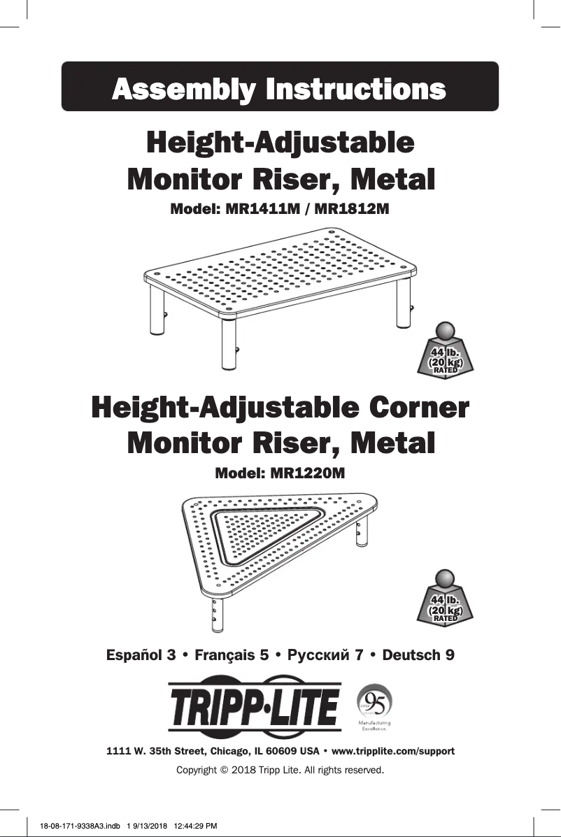 Page n°1 - Manuel utilisateur Tripp Lite MR1220M