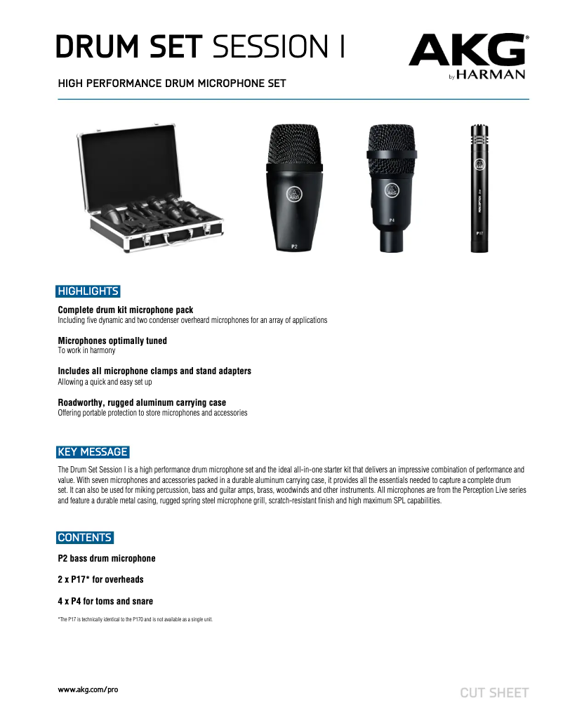 Page n°1 - Fiche technique AKG Drum Set Session I