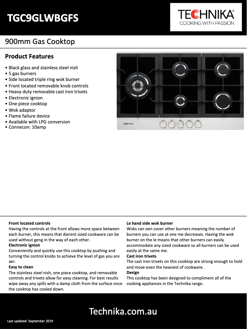 Image de la première page du manuel de l'appareil TGC9GLWBGFS