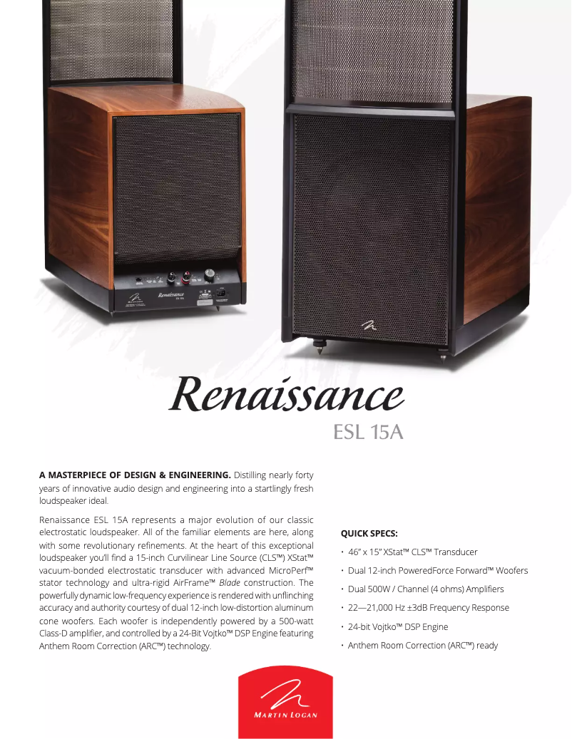 Image de la première page du manuel de l'appareil Renaissance ESL 15A