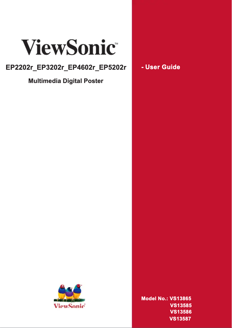 Page 1 de la notice Manuel utilisateur Viewsonic EP2202R