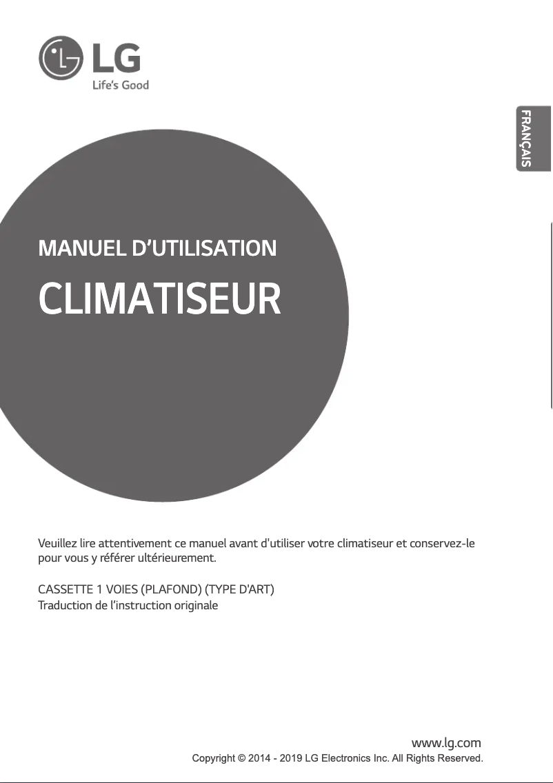 Page 1 de la notice Manuel utilisateur LG AMNW12GTUA0