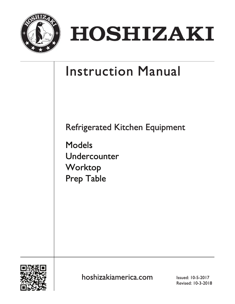 Page n°1 - Manuel utilisateur Hoshizaki SR27A-8D2