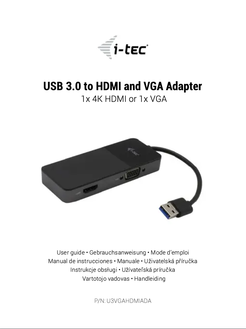Page 1 de la notice Manuel utilisateur i-TEC U3VGAHDMIADA