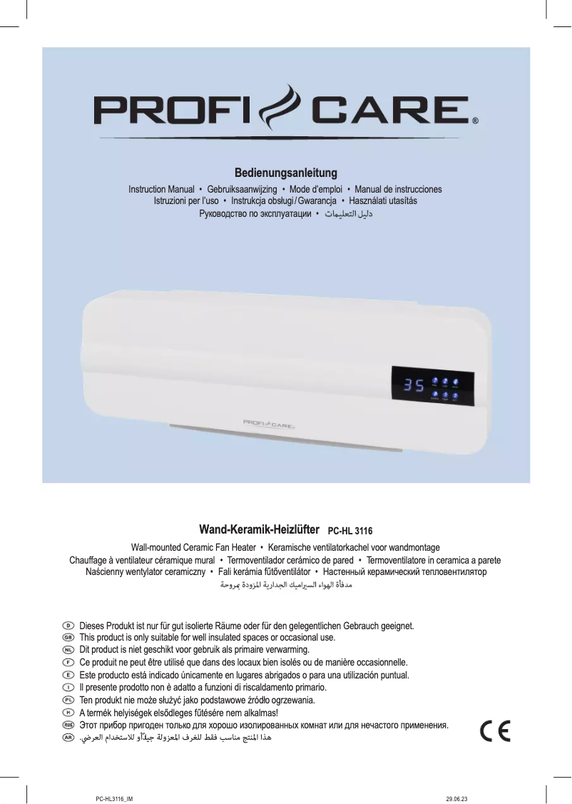 Page n°1 - Manuel utilisateur ProfiCare PC-HL 3116