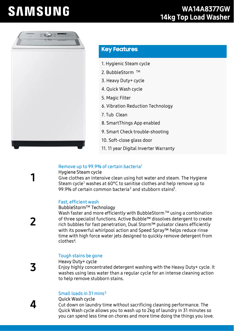 Image de la première page du manuel de l'appareil WA14A8377GW