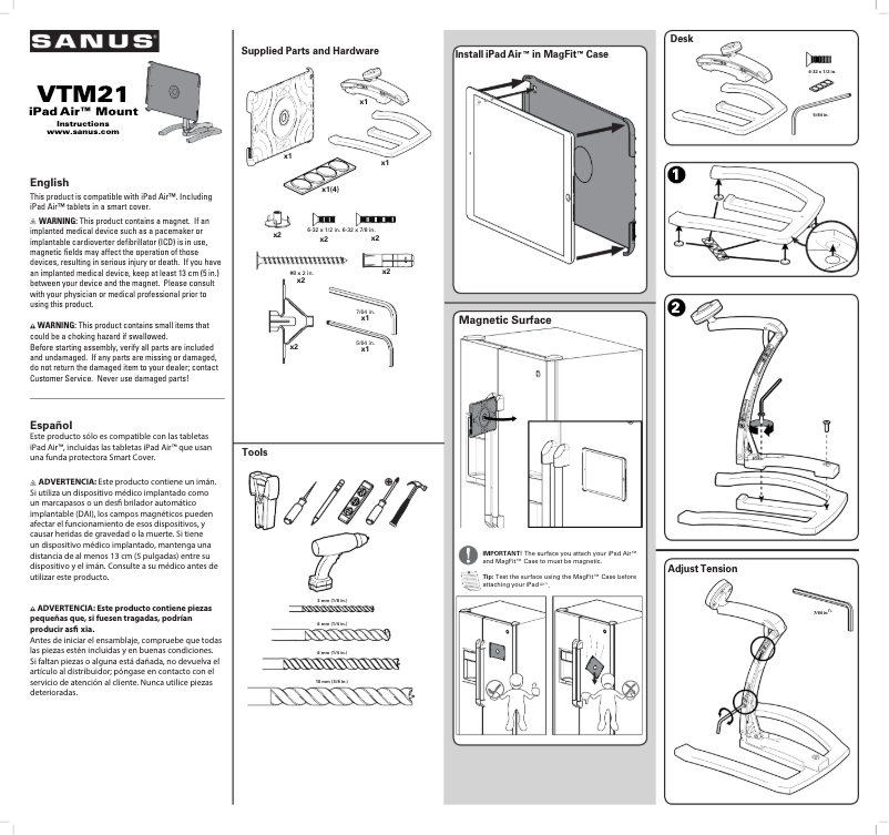 Page 1 de la notice Manuel utilisateur Sanus VTM21