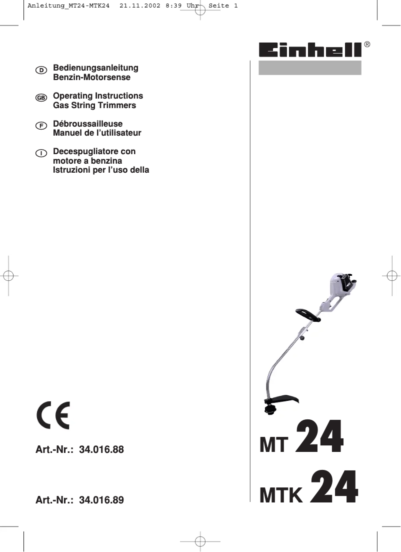 Image de la première page du manuel de l'appareil MT 24
