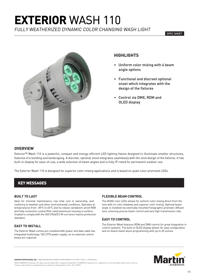 Page n°1 - Fiche technique Martin Exterior Wash 110