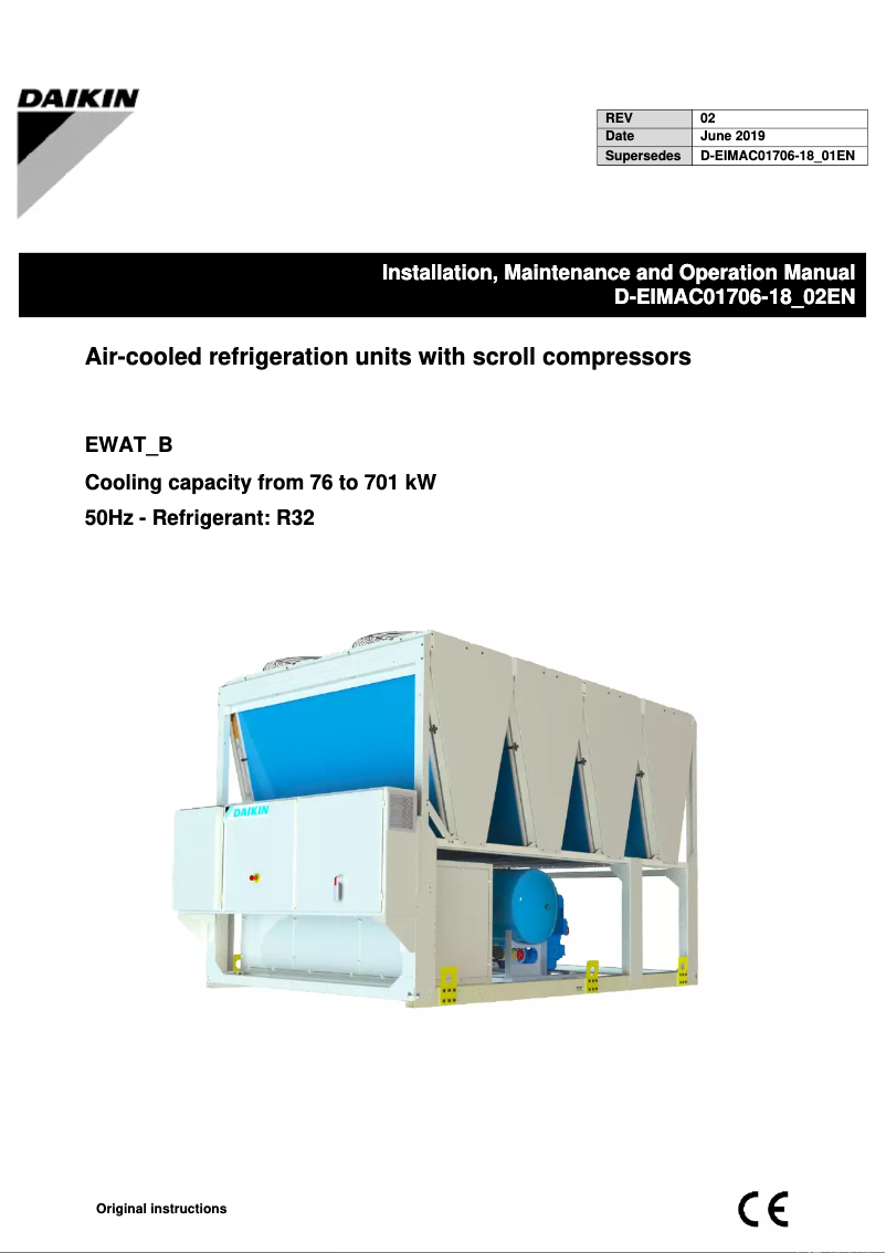 Página 1 del manual Guía de instalación Daikin EWADC19T-SSB3