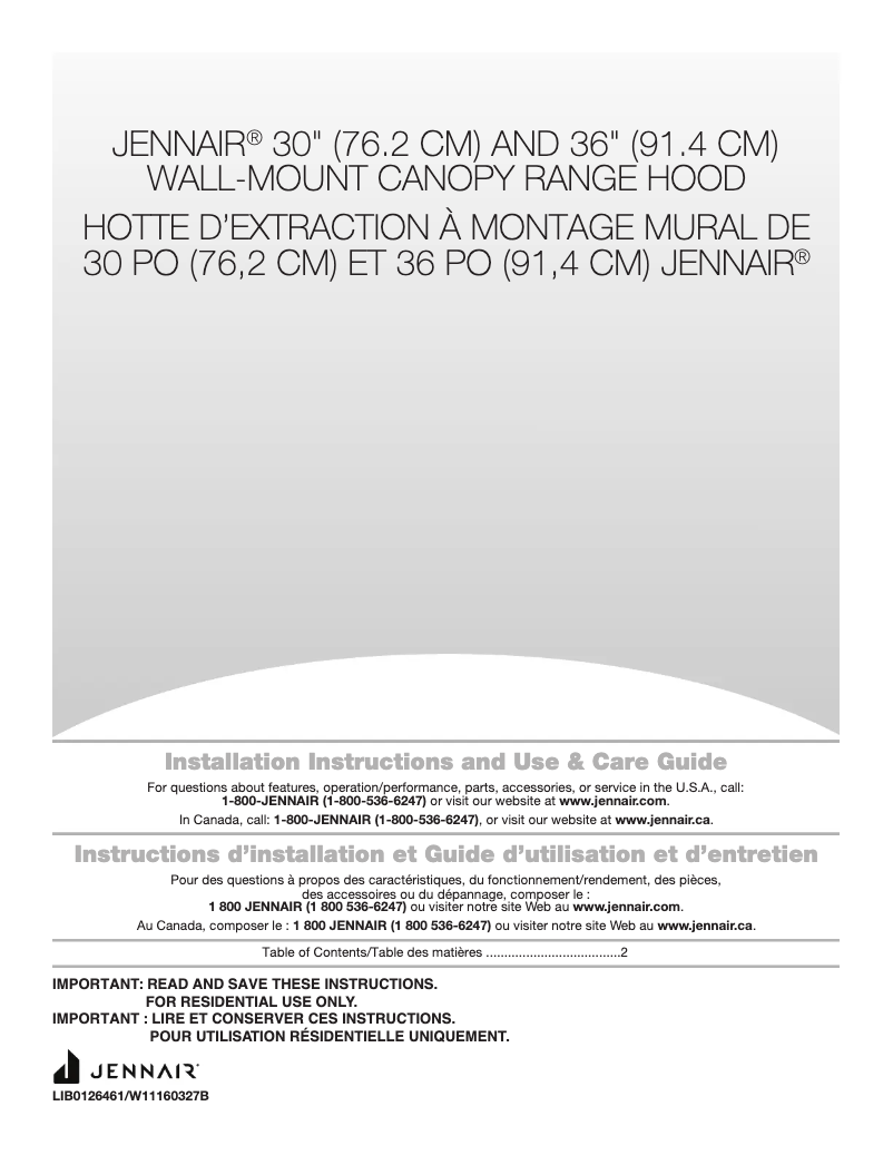 Page n°1 - Manuel utilisateur JennAir JVR0430HS