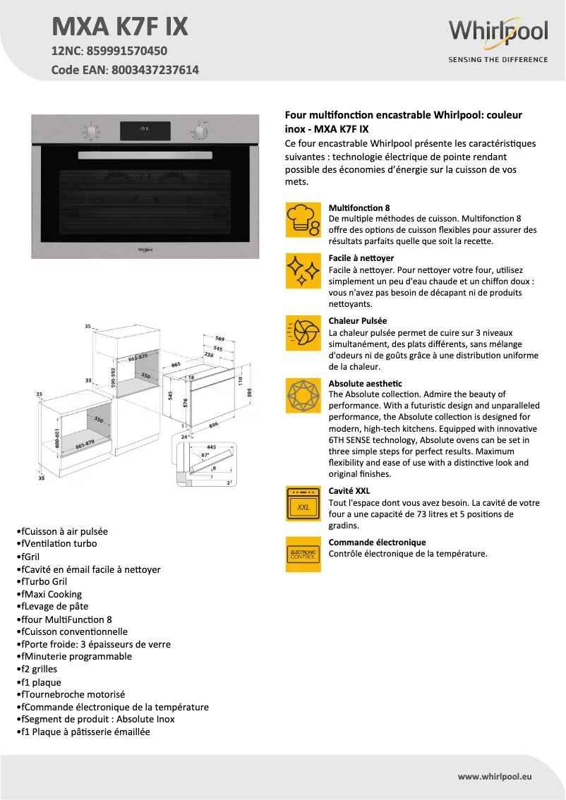 Image de la première page du manuel de l'appareil MXA K7F IX