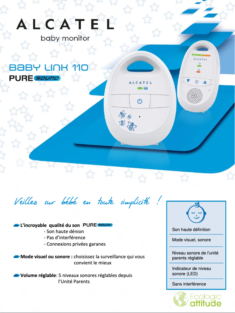 Page 1 de la notice Fiche technique Alcatel Baby Link 110