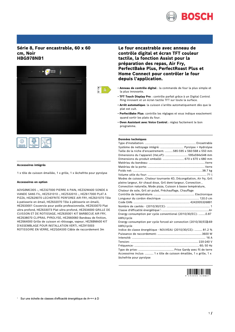 Image de la première page du manuel de l'appareil HBG978NB1