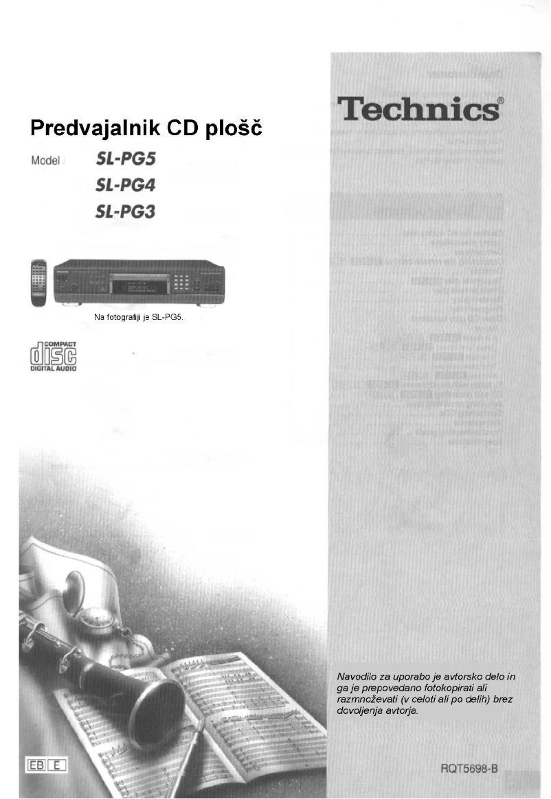 Image de la première page du manuel de l'appareil SL-PG5