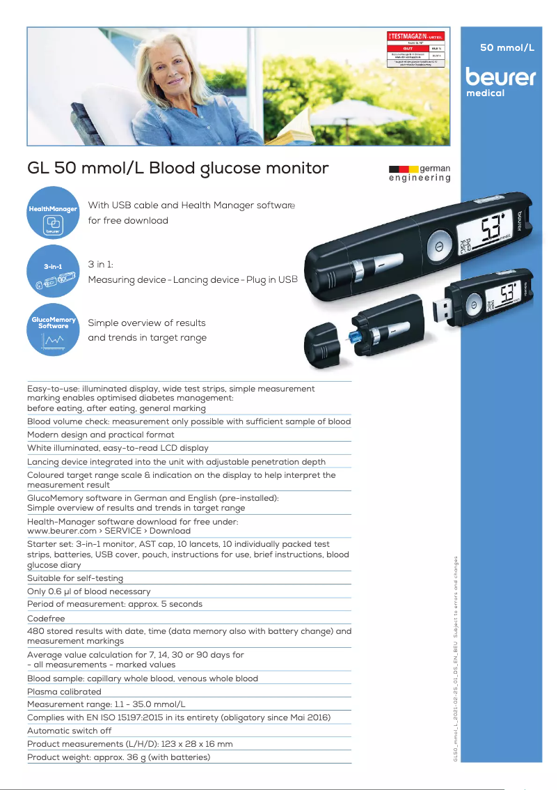 Imagen de la primera página del manual del dispositivo GL 50 evo