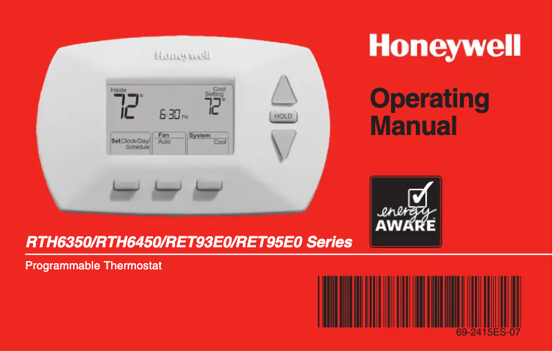 Page n°1 - Manuel utilisateur Honeywell RET95E0