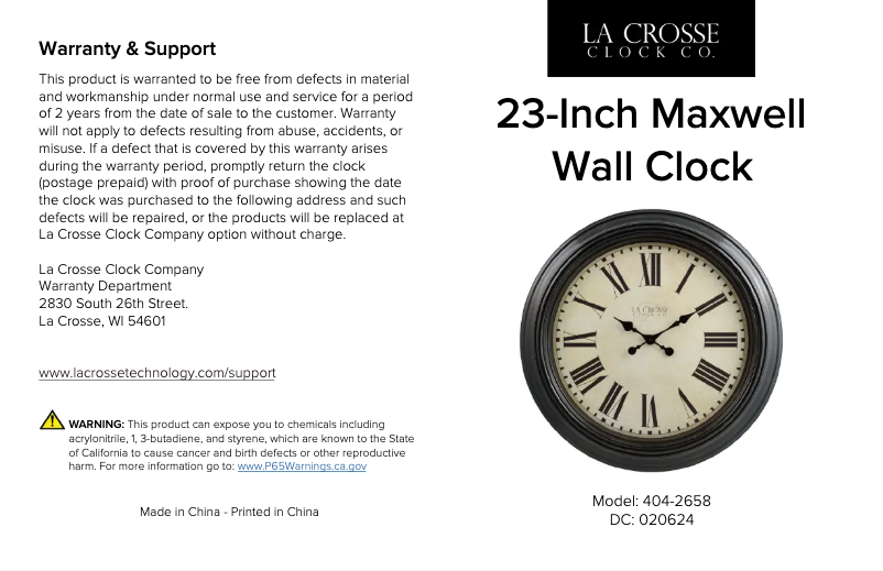 Page n°1 - Manuel utilisateur La Crosse Technology 404-2658