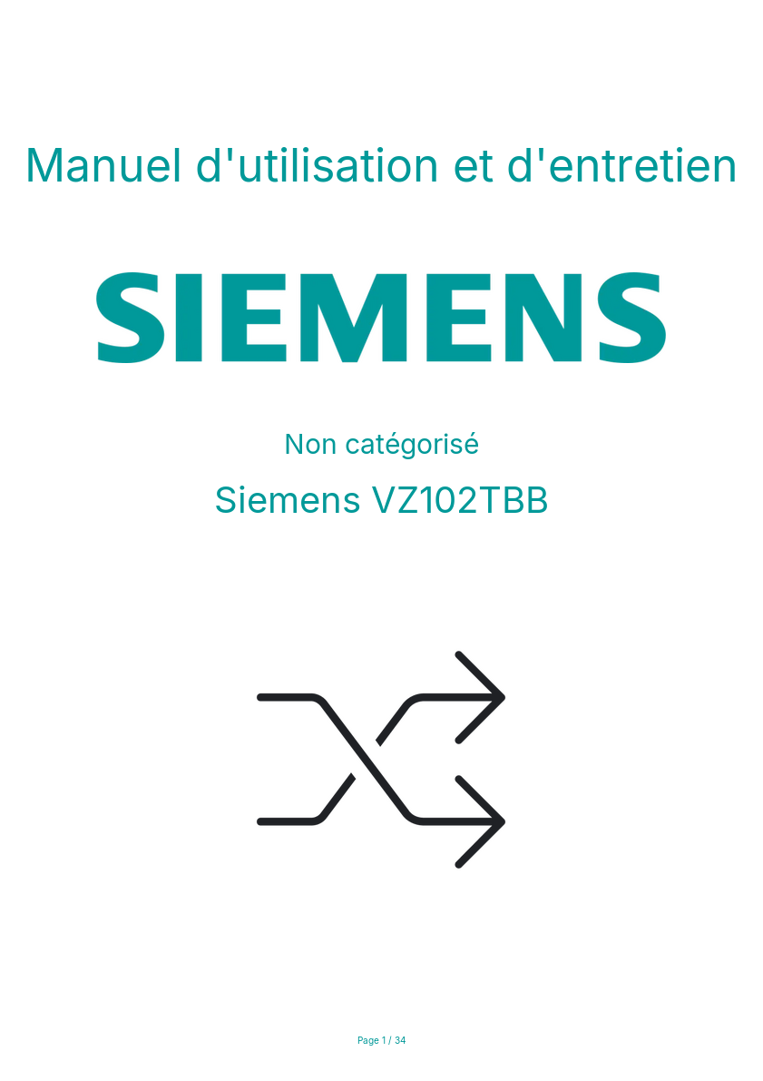 Page n°1 - Manuel d'utilisation et d'entretien Siemens VZ102TBB