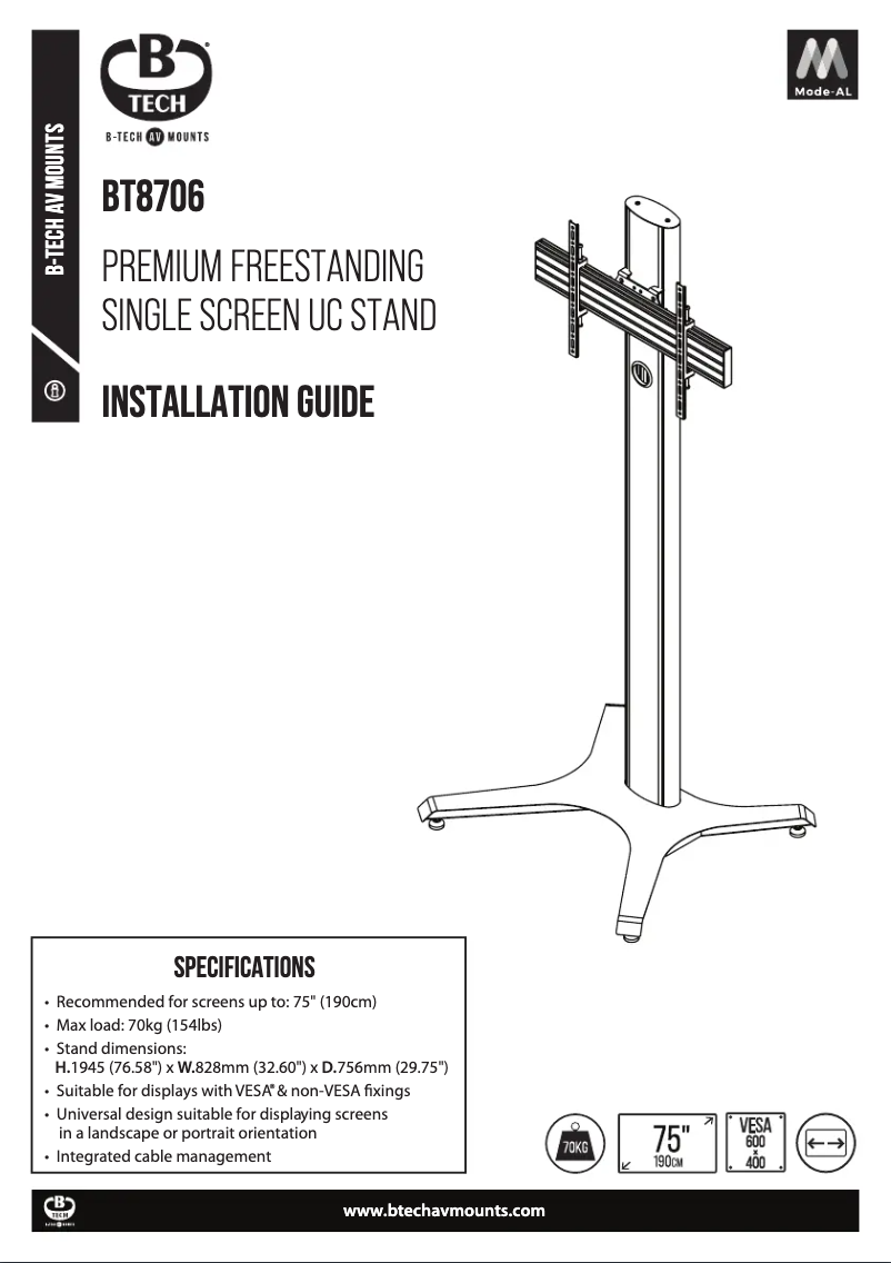 Page 1 de la notice Manuel utilisateur B-Tech BT8706