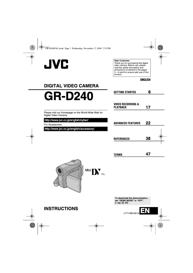 Page n°1 - Manuel utilisateur JVC GR-D240