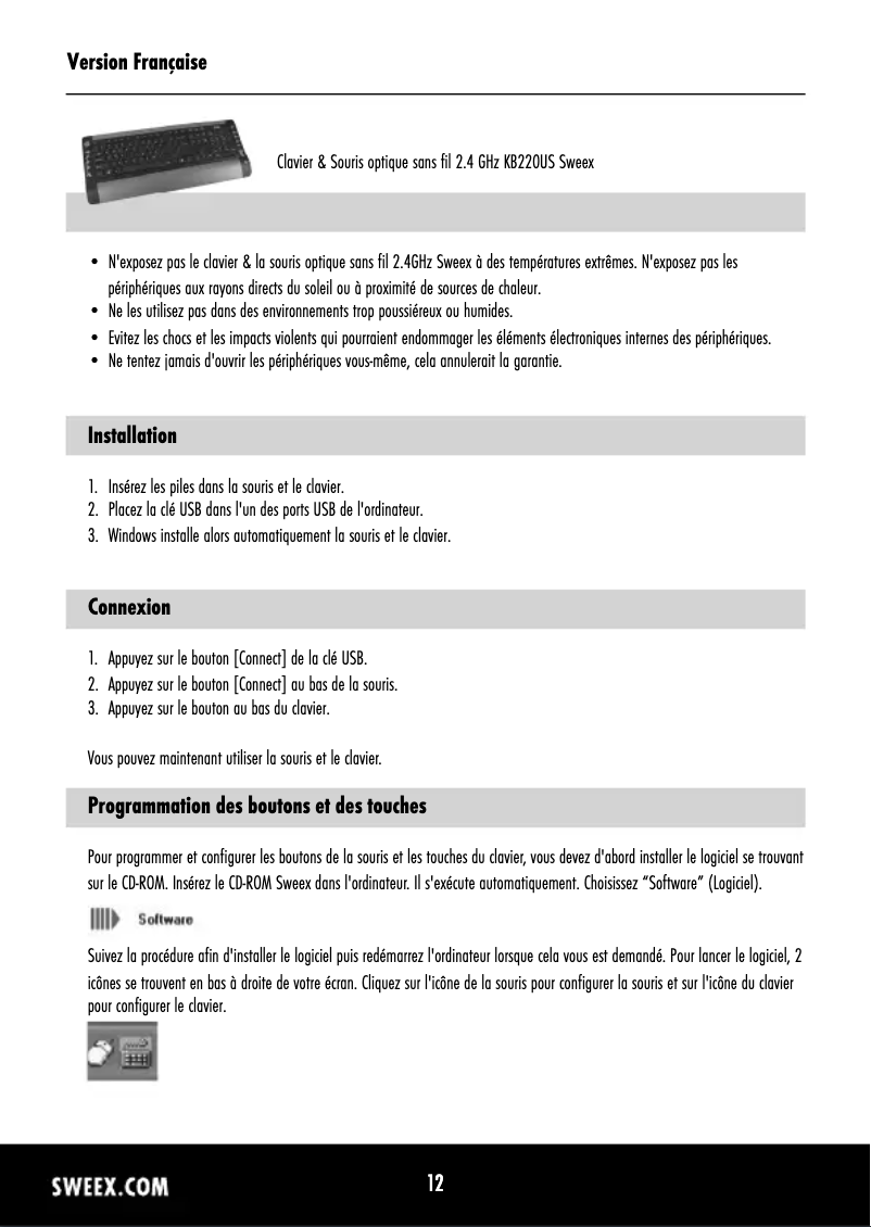 Page n°1 - Manuel utilisateur Sweex KB220