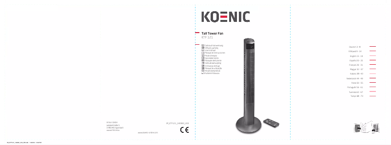 Page n°1 - Manuel utilisateur Koenic KTF 121