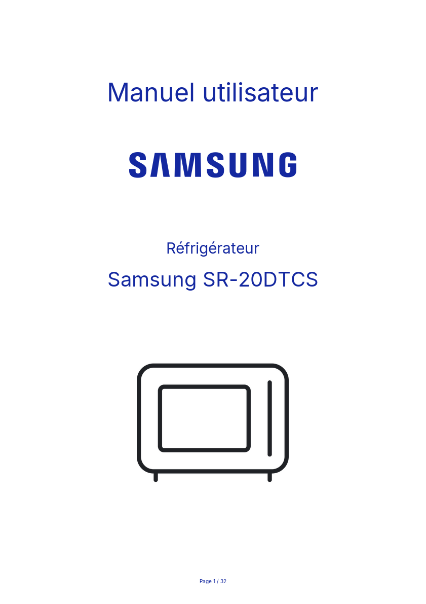Page n°1 - Manuel utilisateur Samsung SR-20DTCS