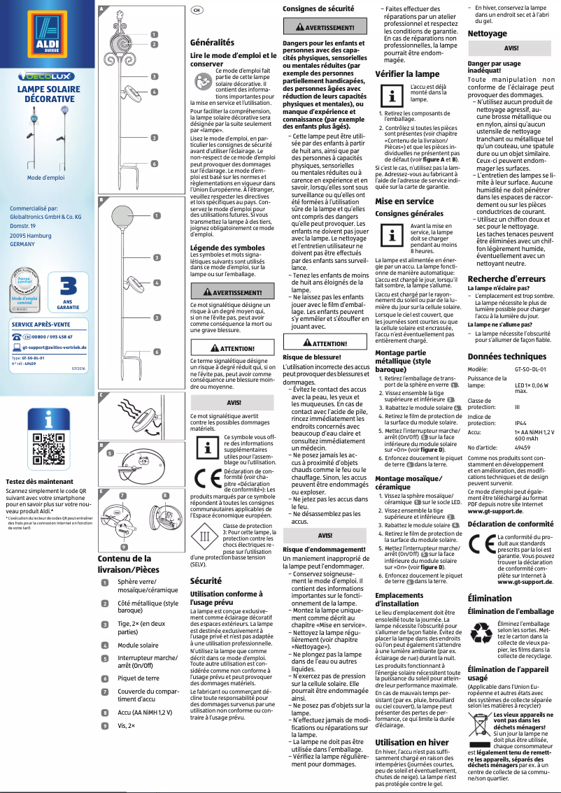 Page n°1 - Manuel utilisateur Oecolux GT-SO-DL-01