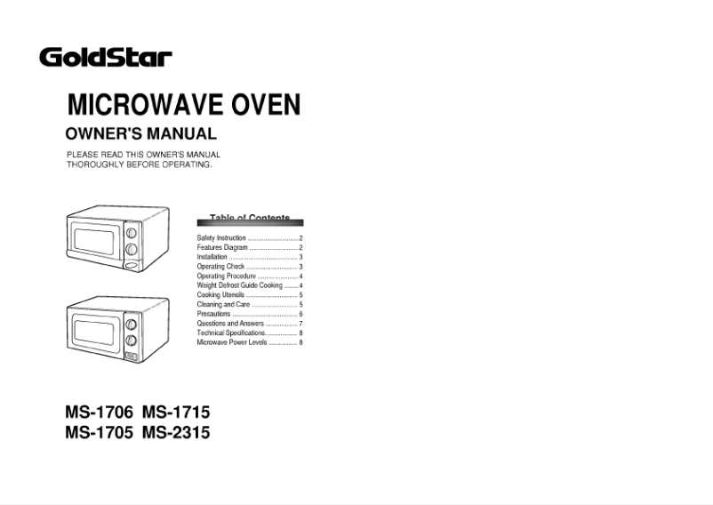 Page 1 de la notice Manuel utilisateur LG MS-1715