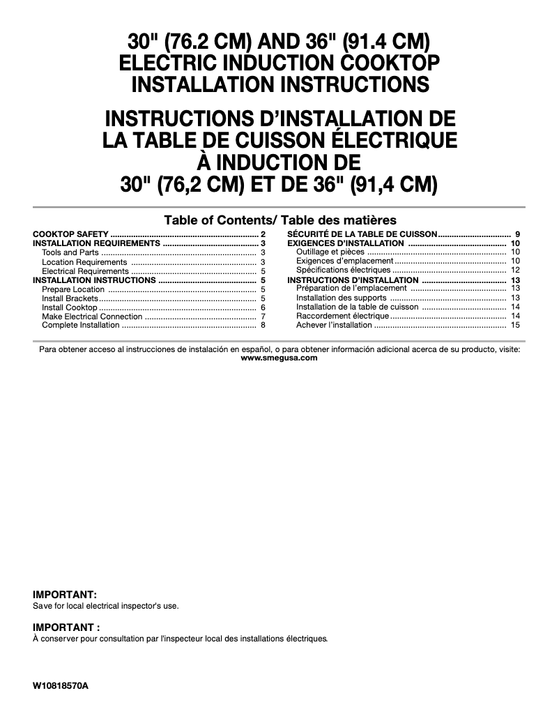 Image de la première page du manuel de l'appareil SIMU536B