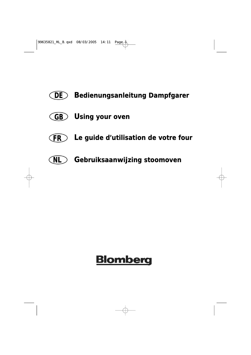 Page 1 de la notice Manuel utilisateur Blomberg BDE1200X