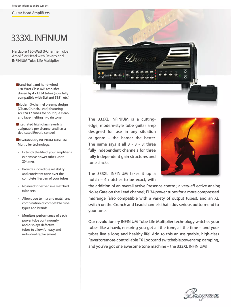 Page n°1 - Fiche technique Bugera 333XL Infinium