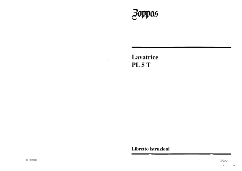 Page n°1 - Manuel utilisateur Zoppas PL5T
