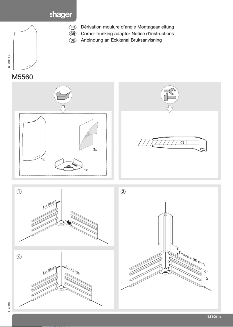 Page 1 de la notice Manuel utilisateur Hager SL20115819011