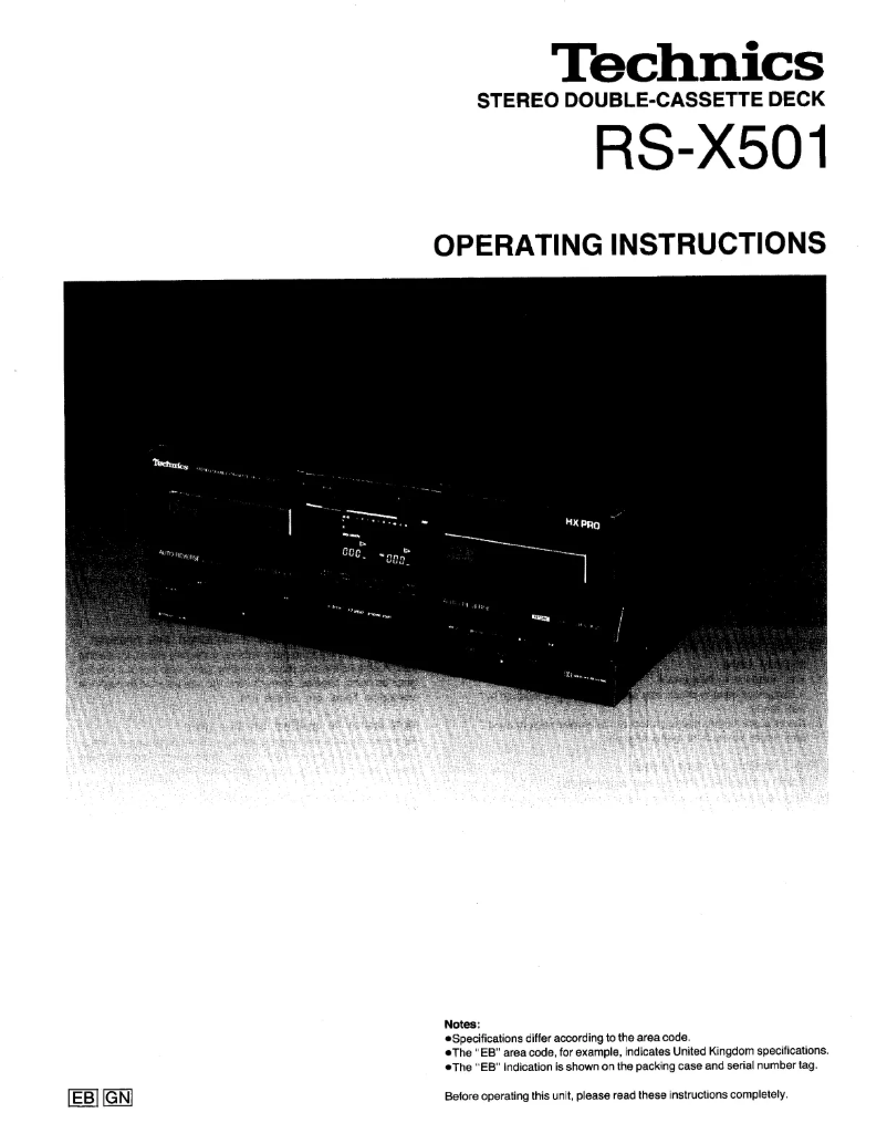 Page n°1 - Manuel utilisateur Technics RS-X501