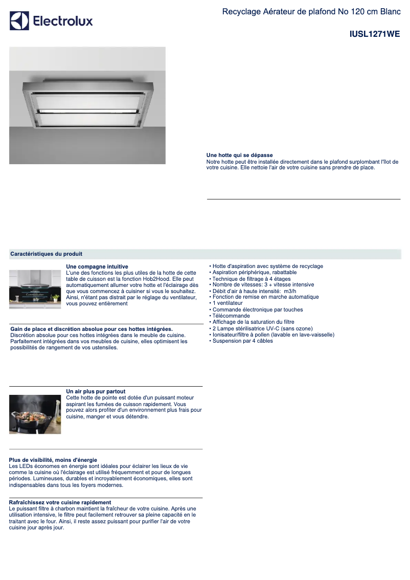 Page n°1 - Fiche technique Electrolux IUSL1271WE