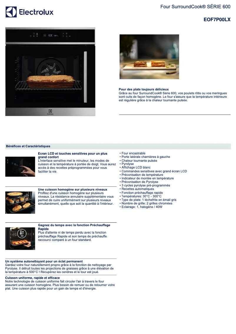 Page n°1 - Fiche technique Electrolux EOF7P00LX