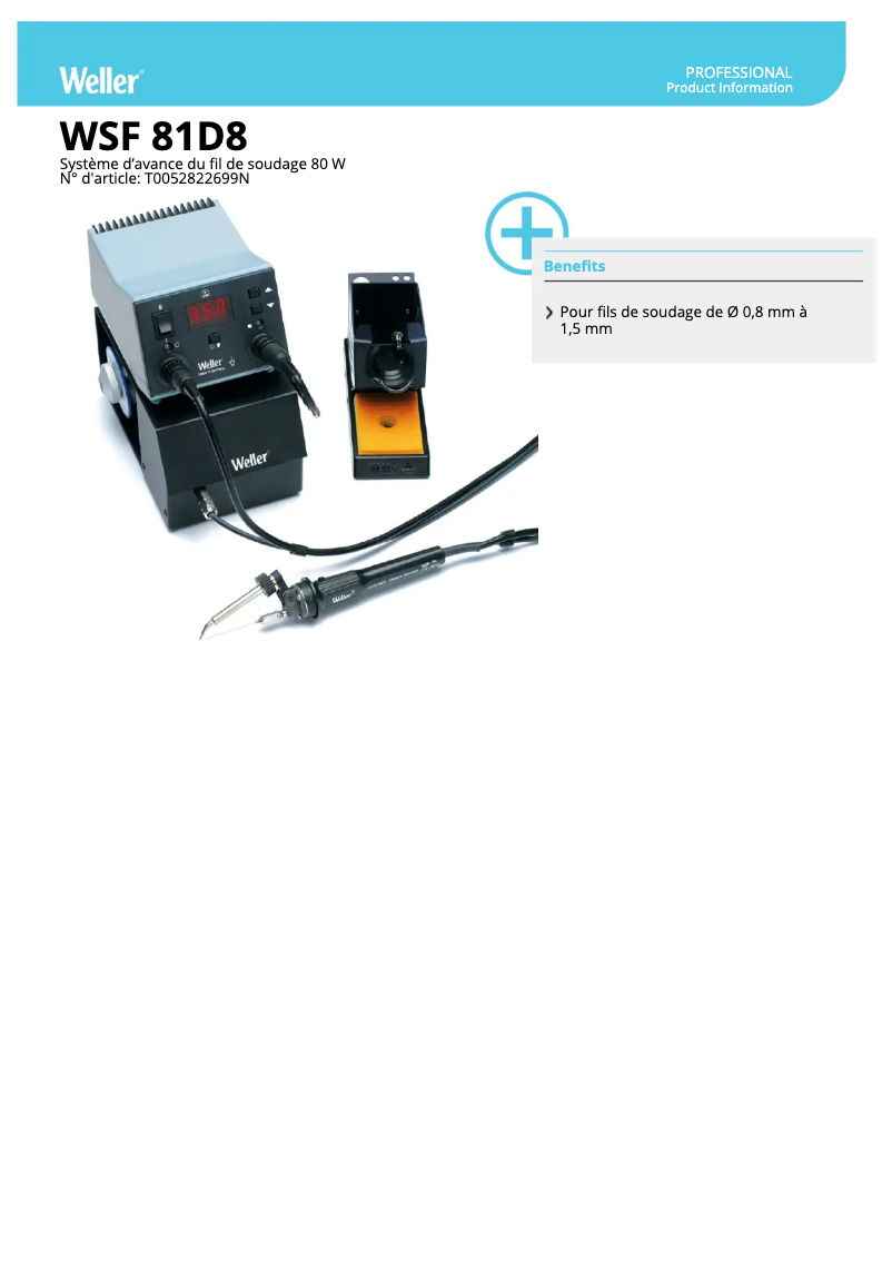 Page 1 de la notice Fiche technique Weller WSF 81 D8