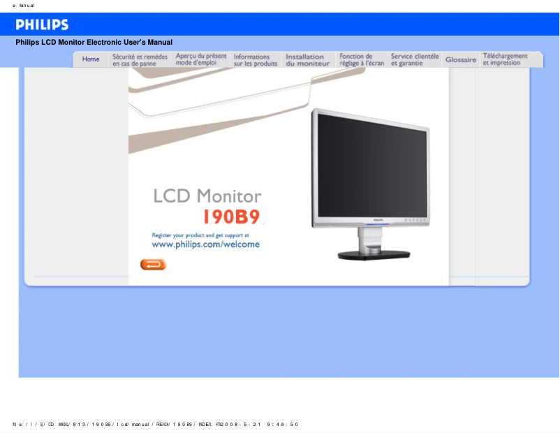 Page n°1 - Manuel utilisateur Philips 190B9CS