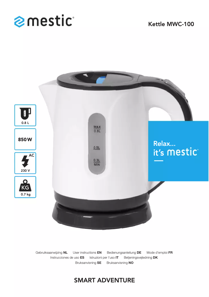 Page 1 de la notice Manuel utilisateur Mestic MWC-100