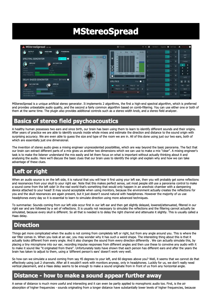 Image de la première page du manuel de l'appareil MStereoSpread