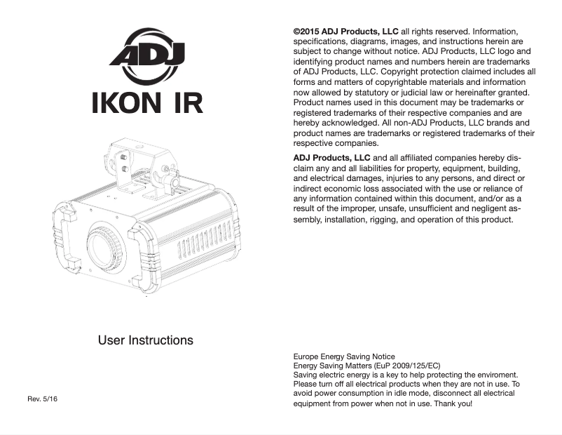 Page n°1 - Manuel utilisateur American DJ Ikon IR