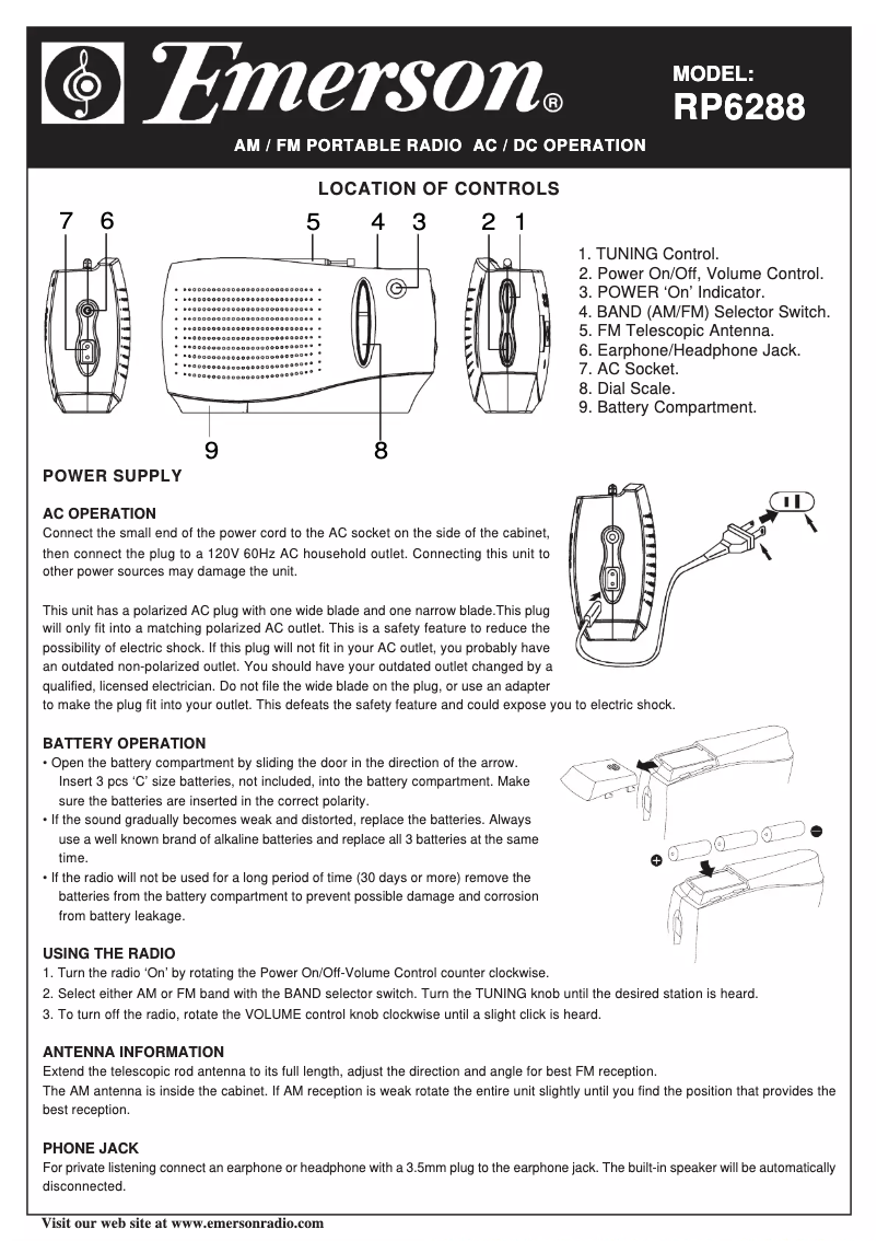 Image de la première page du manuel de l'appareil RP6288