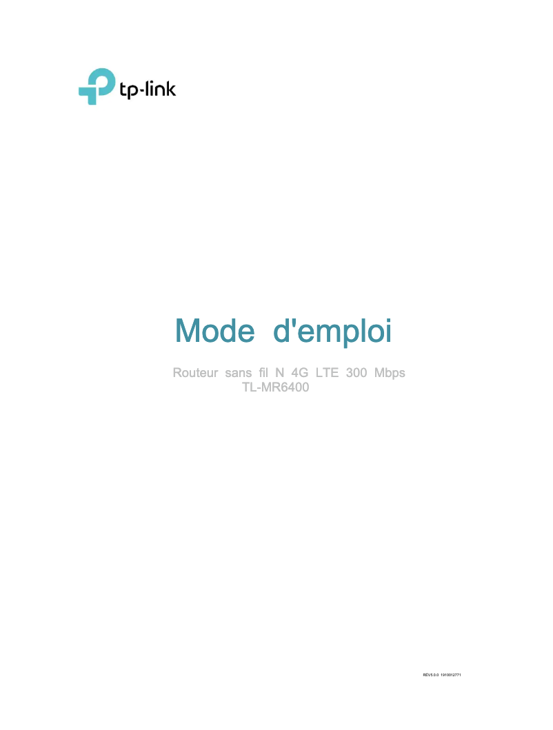 Image de la première page du manuel de l'appareil TL-MR6400