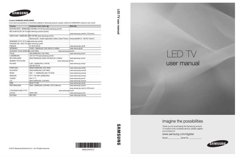 Image de la première page du manuel de l'appareil UE55S800XW