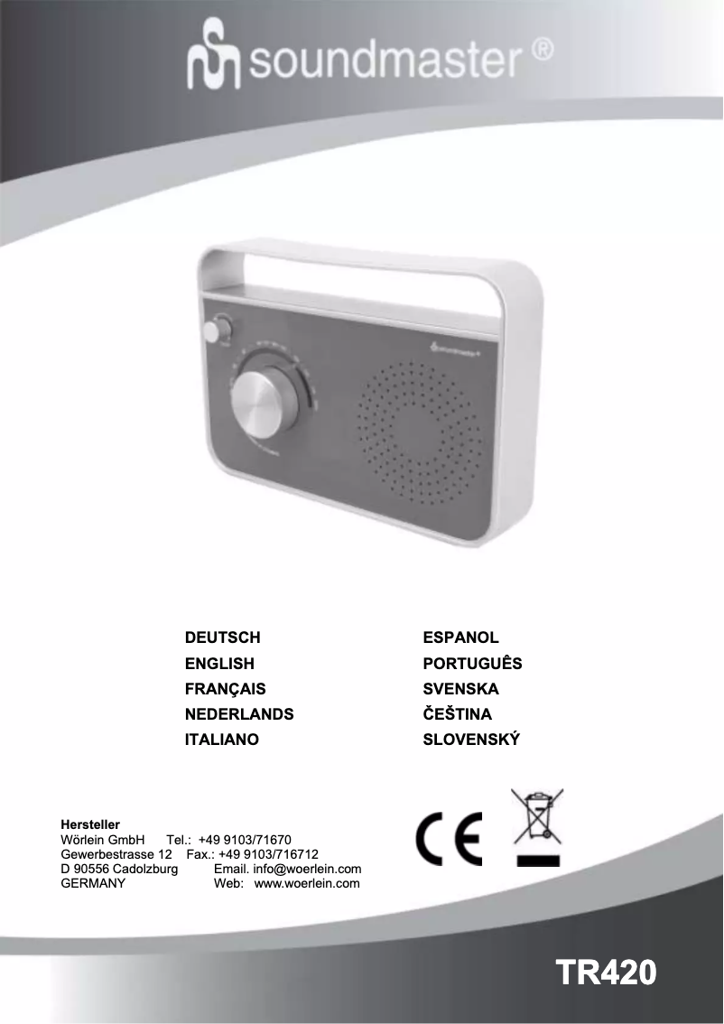 Page n°1 - Manuel utilisateur Soundmaster TR420WE