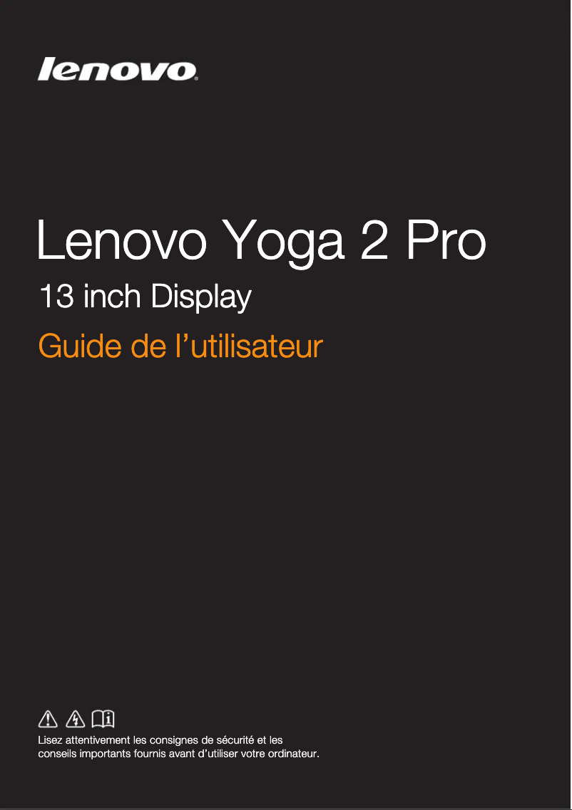 Page 1 de la notice Manuel utilisateur Lenovo IdeaPad Yoga 2 Pro