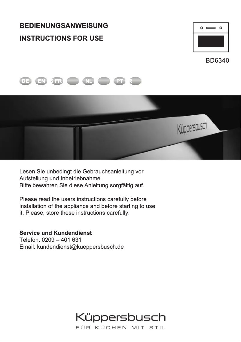 Image de la première page du manuel de l'appareil BD6340.0S